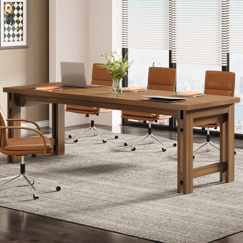 17 Stories 79 Inch Extra Long Desk, Twoperson Desk Double Desk Wood